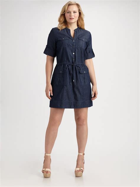 michael kors denim shirt woman|Michael Kors jean dress.